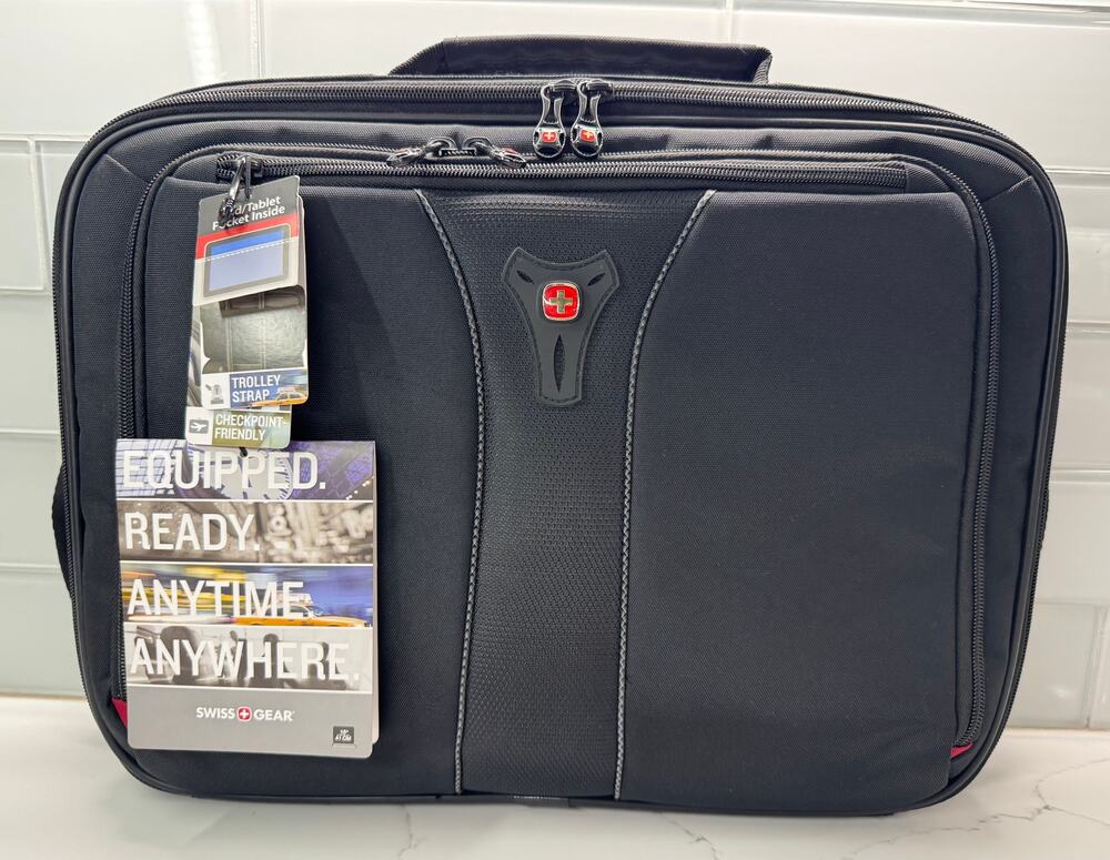 Swiss Gear Jasper 16" Laptop and Tablet Case Bag, Travel-Friendly, Black, NWT